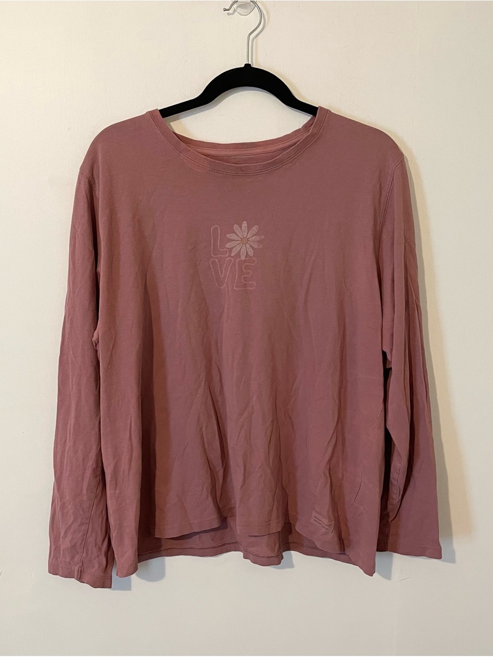 Life Is Good Purple Long Sleeve Shirt Size XL Love Daisy Bleached Distressing